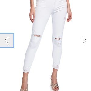 White ripped cropped jean